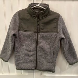 Boys Children’s Place Zip Up Jacket Olive Green and Grey